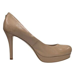 Michael Kors Leather Platform Pumps Womens Nude Beige 4" Stiletto Heel Size 9.5